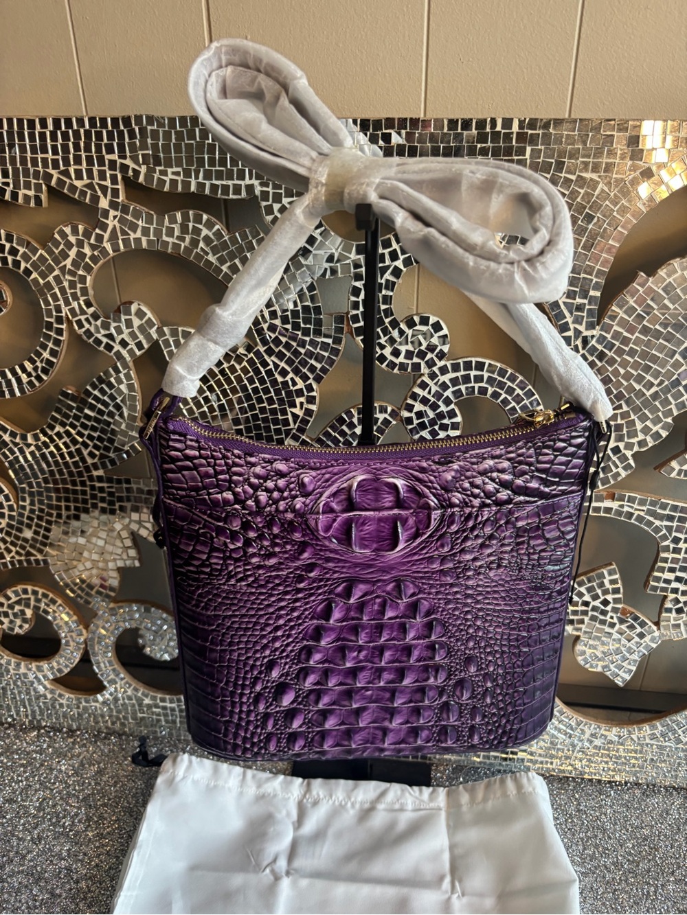 ⭐️Brahmin Purple Croc-Embossed Women's Shoulder Bag